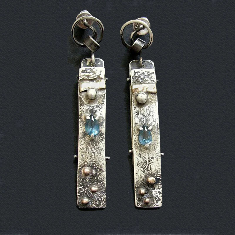 Handmade earrings with blue stones