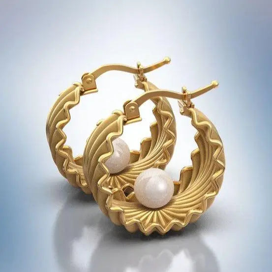 Vintage Gold Pearl Basket Earrings