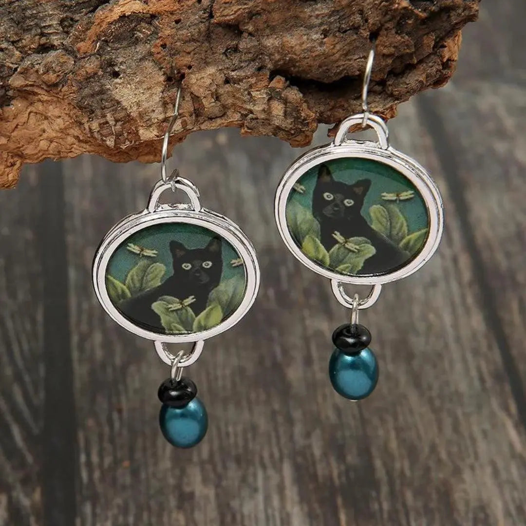 Silver Acrylic Earrings for Cats