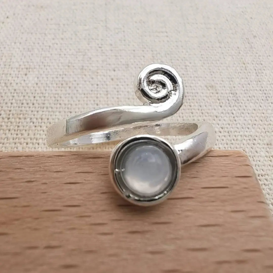 Spiral Ring with Vintage Moonstone