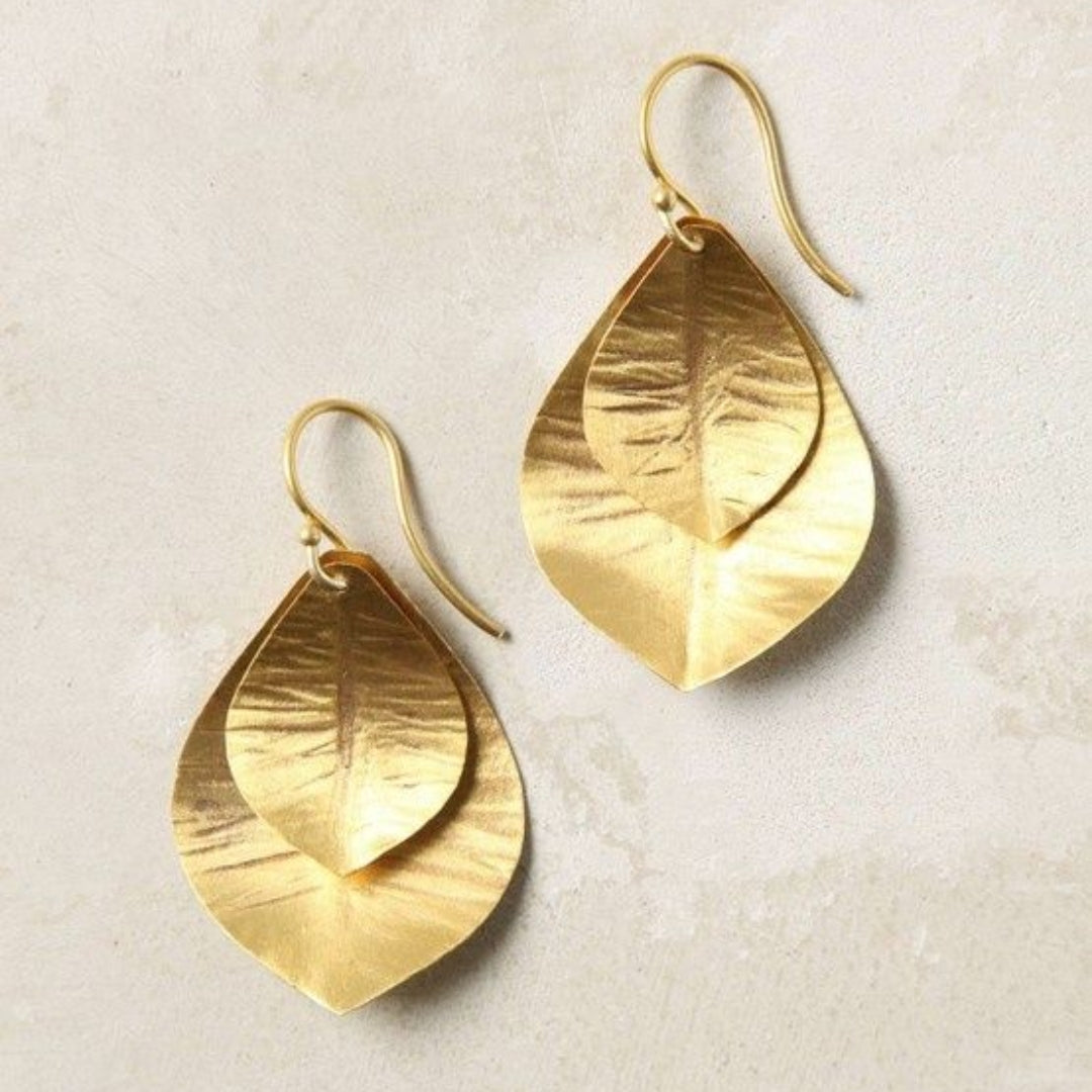 Vintage Double Gold Leaf Earrings