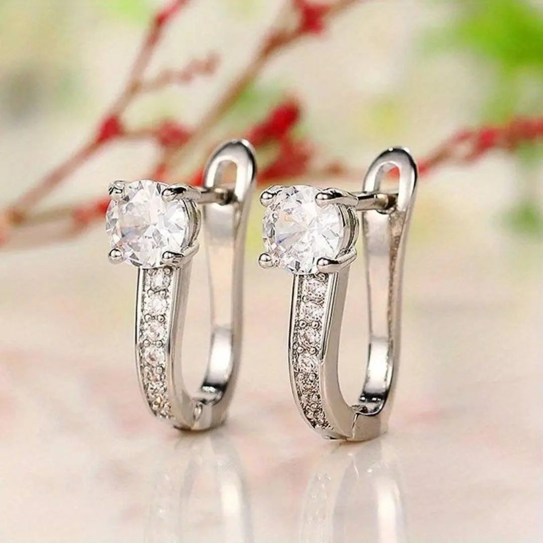 Elegant silver-plated zirconia earrings