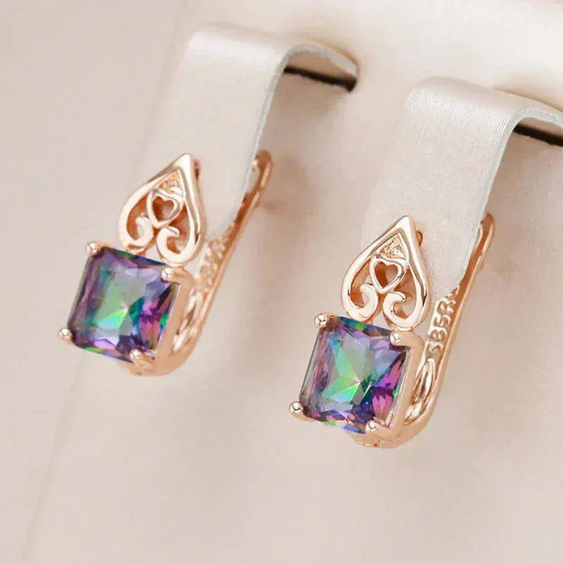Elegant Multicolored Cubic Earrings in Gold