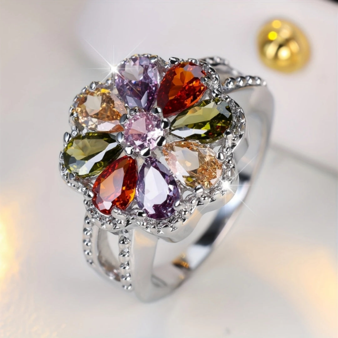 Daisy Ring with Colorful Stones