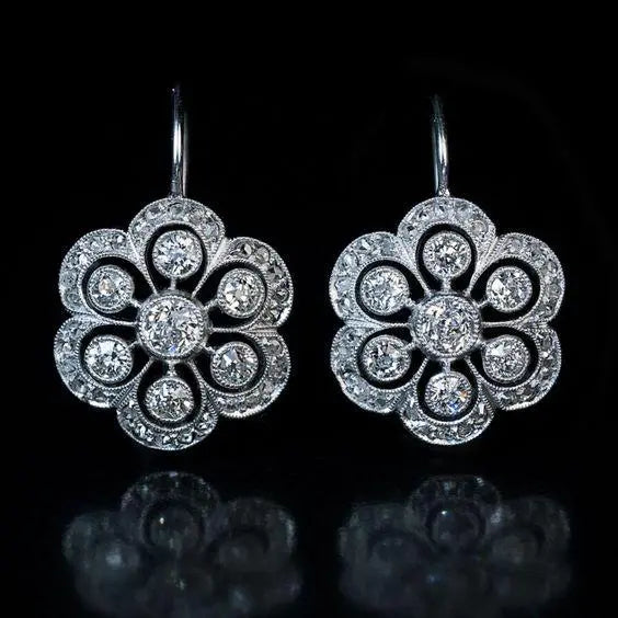 Vintage Mandala Crystal Earrings in Sterling Silver