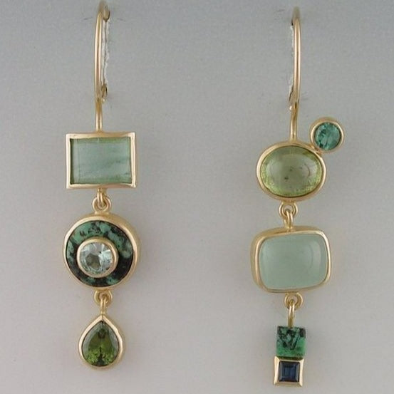 Vintage earrings with many green stones