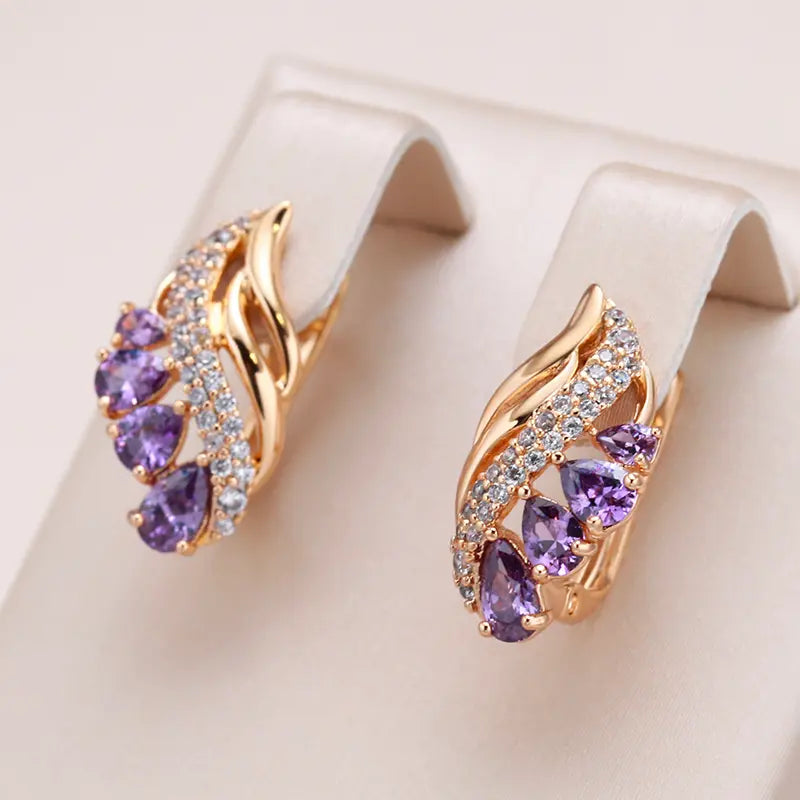Luxurious Purple Crystal Earrings