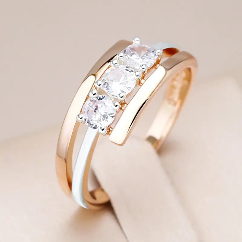 Elegant ring with gold-coated crystals