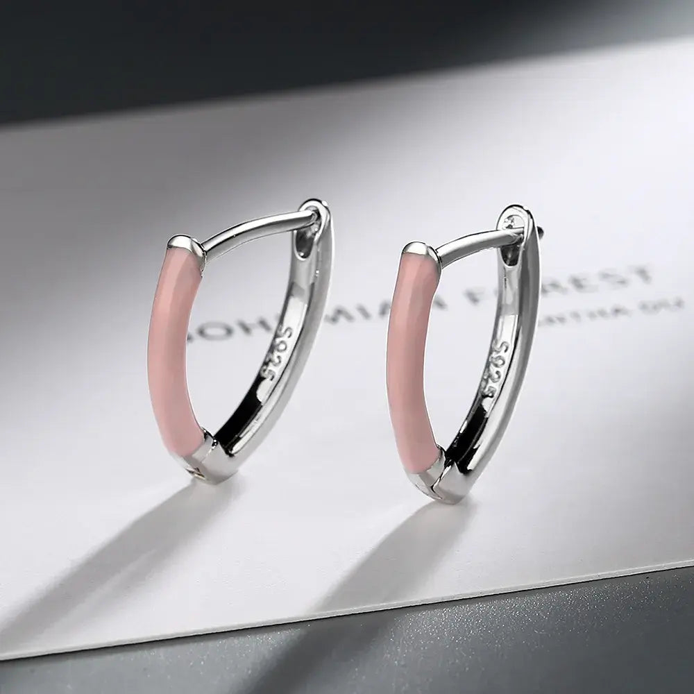 Elegant pink earrings in silver