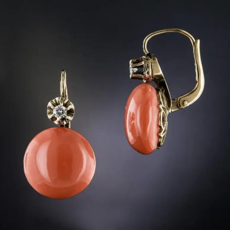Red Vintage Earrings with Zirconia