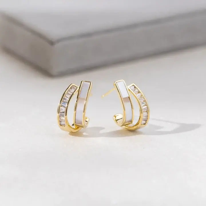 Elegant Enamel and Zirconia Earrings
