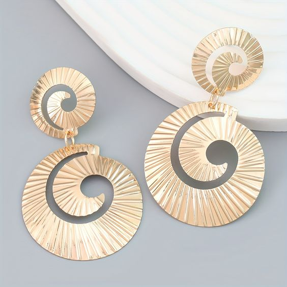 Golden boho spiral earrings