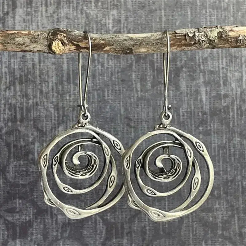 Vintage Labyrinth Earrings in Sterling Silver