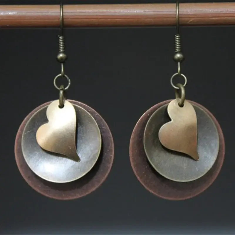Boho Silver and Gold Heart Earrings