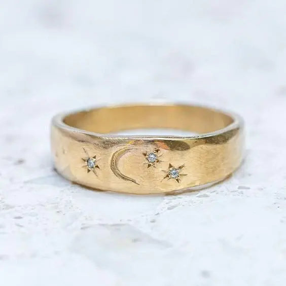 Sterling Night Ring in Vintage Gold