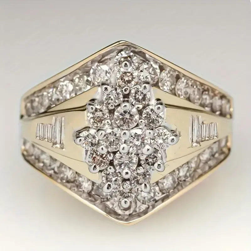 Golden sparkling vintage ring