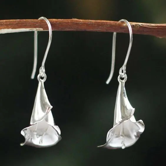Lotus Vintage Silver Earrings