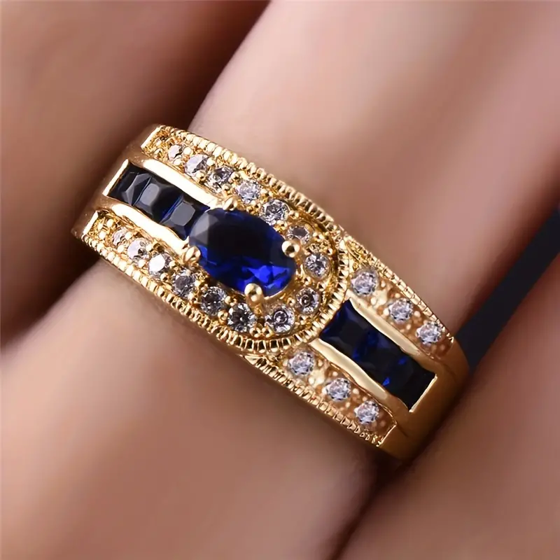Ring with sparkling blue stone