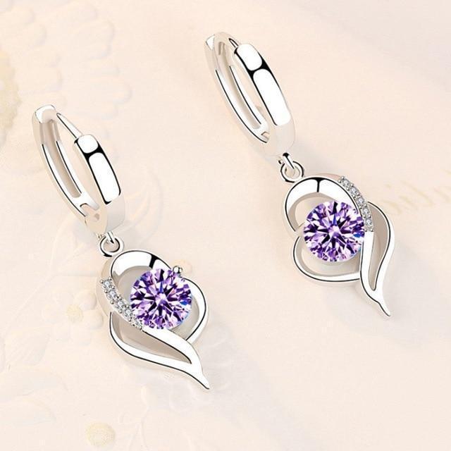 Floral earrings made of 925 sterling silver and zirconia
