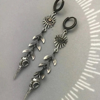 Boho Mask Pendant Earrings in Silver