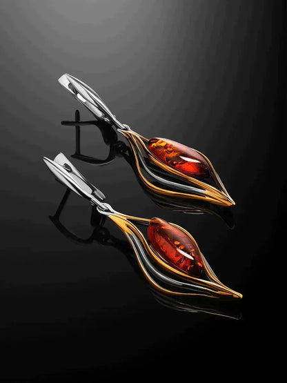 Silver Fire Pendant Earrings