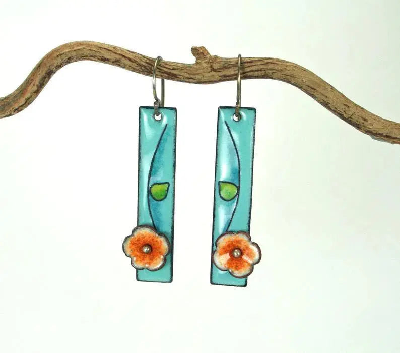 Flower Enamel Earrings