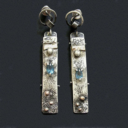 Handmade earrings with blue stones