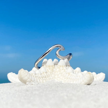 Silver ocean wave ring