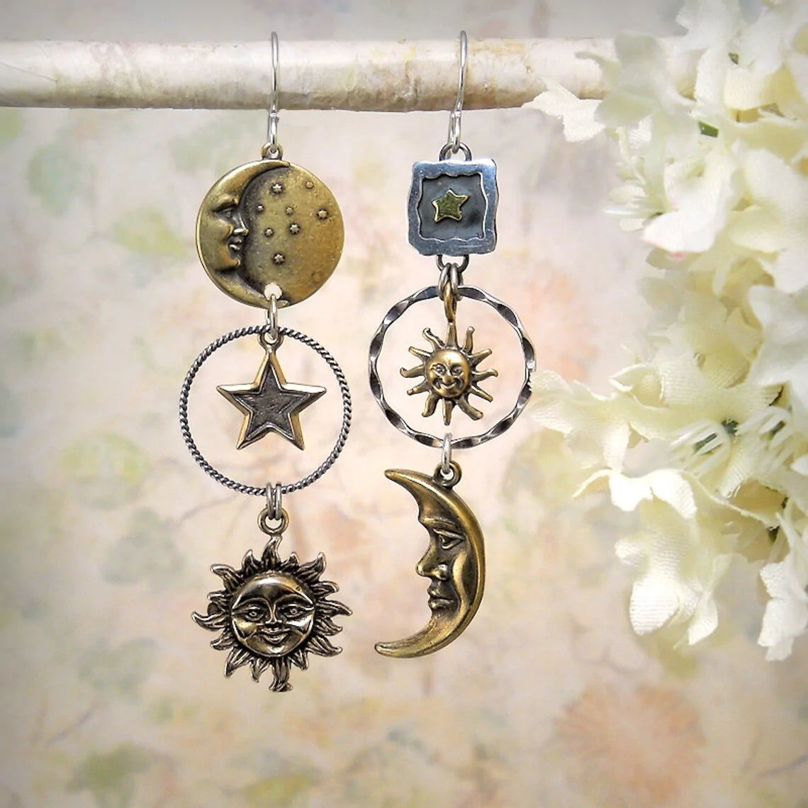 Earrings "Sun, Moon, Stars