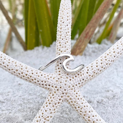 Silver ocean wave ring