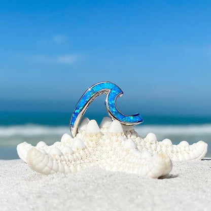 Sea Wave Ring made of Opal and Silver