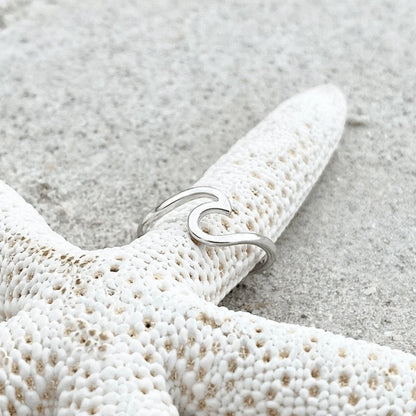 Silver ocean wave ring