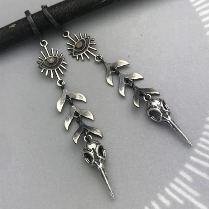 Boho Mask Pendant Earrings in Silver