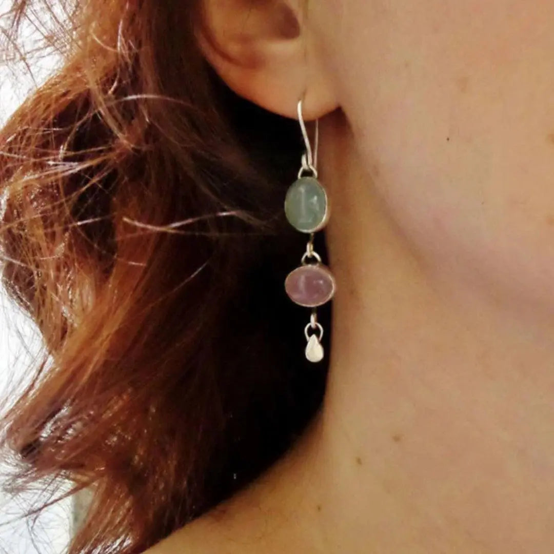 Boho Silver Crystal Earrings