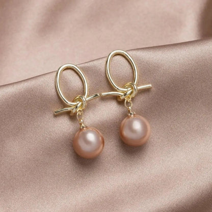 Gold Pearl Loop Earrings