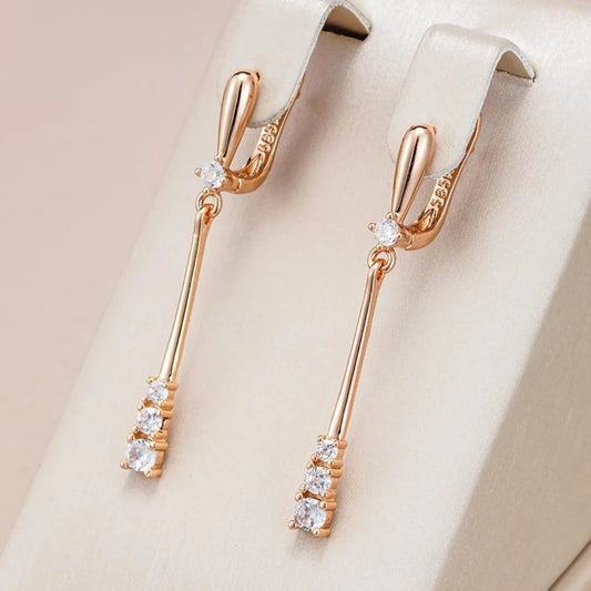 Gold Dangle Earrings with Zirconia