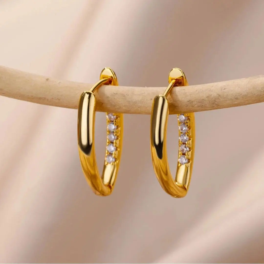 Exquisite Gold Earrings with Zirconias