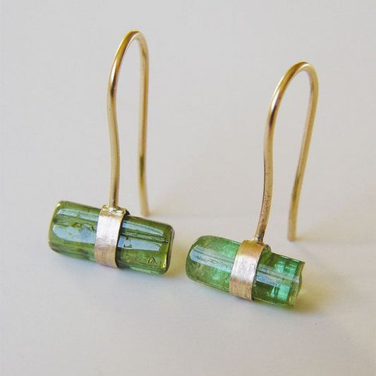 Vintage earrings with grass green crystal