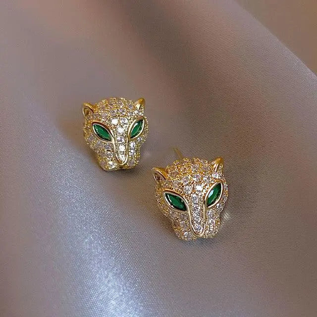 Shiny Gold Leopard Earrings