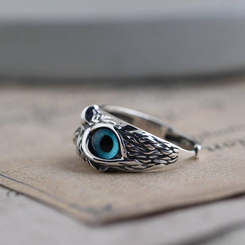 Lucky Owl Adjustable Ring Made of Silver and Opal