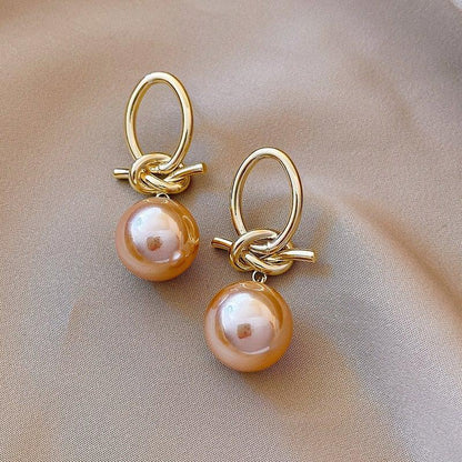 Gold Pearl Drop Earrings
