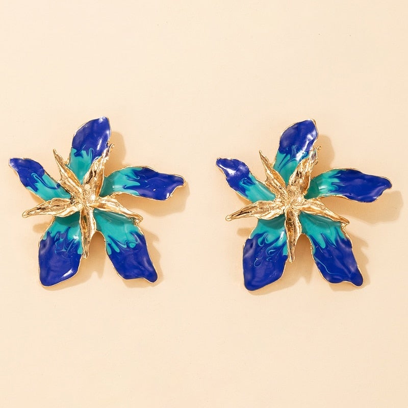 Earrings 'Happy Flower' with Blue Crystals