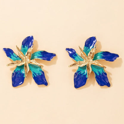 Earrings 'Happy Flower' with Blue Crystals