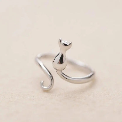 Silver Cat in Boots Ring