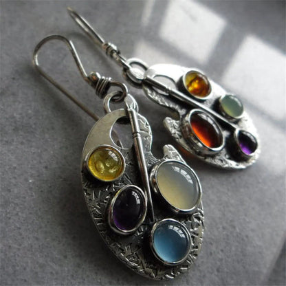 Earrings "Painter's Palette" with multicolored stones