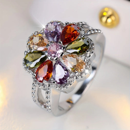 Daisy Ring with Colorful Stones