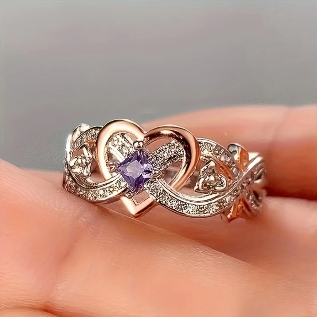 Heller Violet Gold and Silver Heart Ring