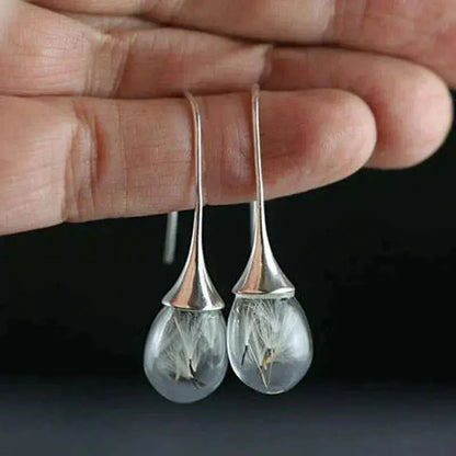 Silver Dandelion Pendant Earrings