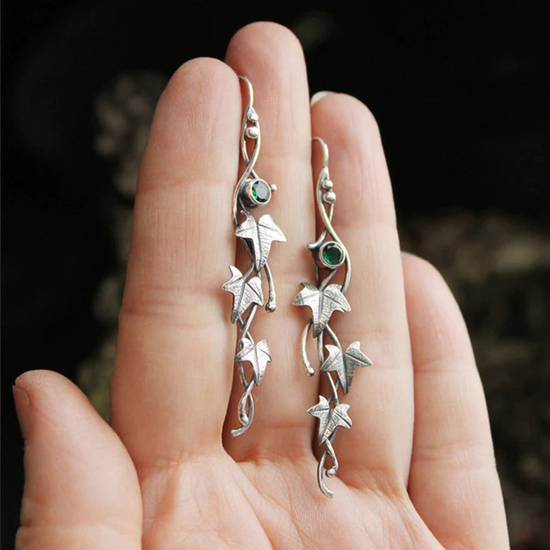 Elf earrings with blue crystal