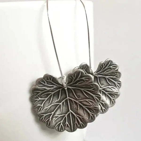 Leaf silver earrings